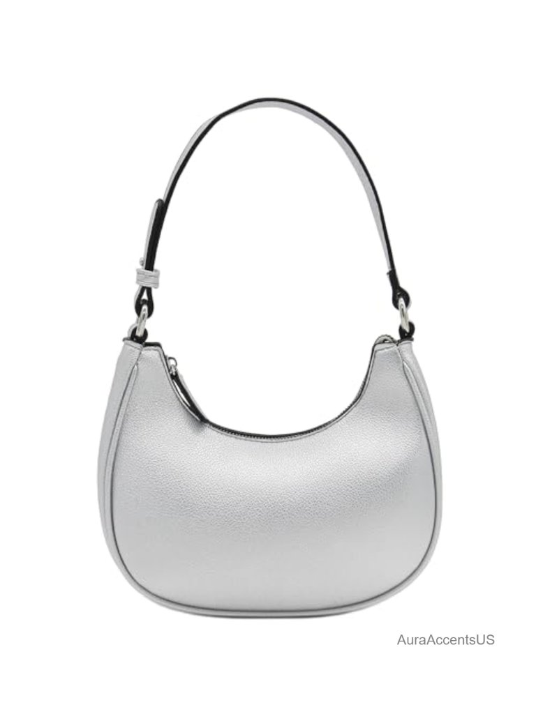 Small Crescent Shoulder Bag Underarm Purse Pu Leather Zipper